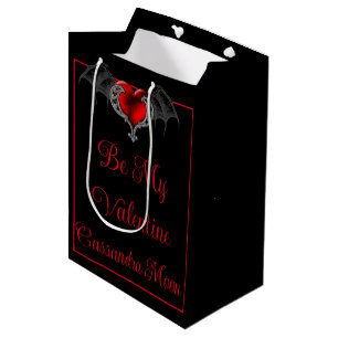 Goth Heart with Bat Wings Personalised Medium Gift Bag