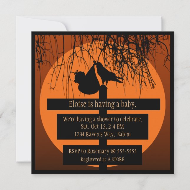 Goth-Horror Baby Shower Invitation (Front)