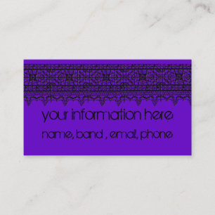 goth inspired black lace over purple business card