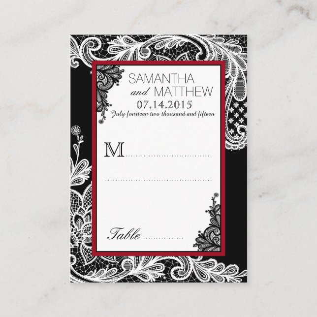 Goth Lace Wedding Place Cards (Front)