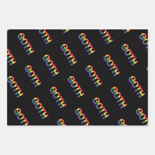 Goth LGBTQ+ Regenbogen Wrapping Paper Sheet (Front)