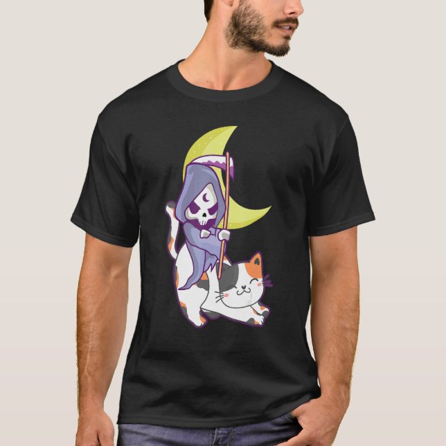 Goth Moon Phase Cat Moon Phase Cat T-Shirt (Front)