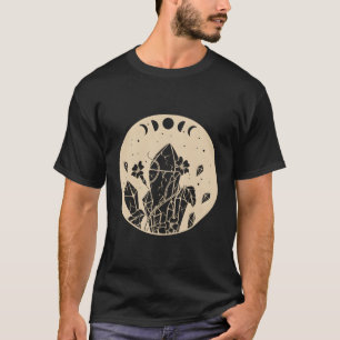 Goth Moon Phases Celestial Crystals And Flowers T-Shirt