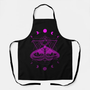 Goth Moth And Crescent Moon Creepy For Goths Vapou Apron