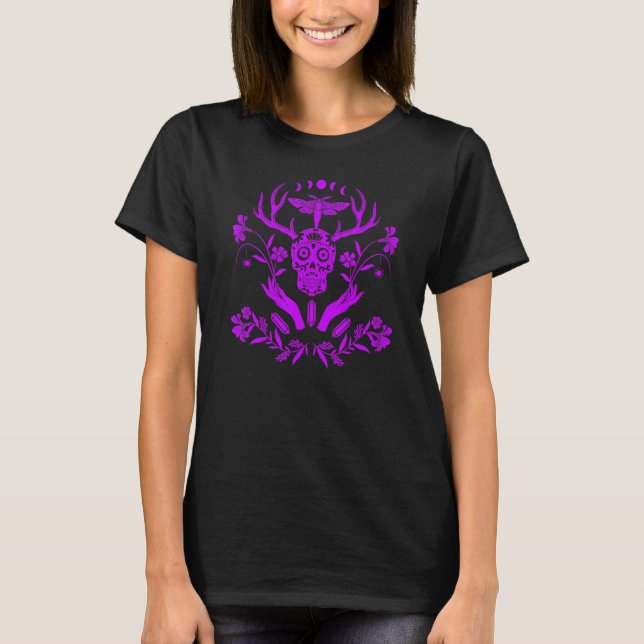 Goth Moth And Crescent Moon Creepy Halloween 1 T-Shirt (Front)