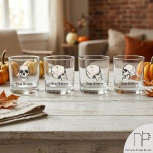 Goth Mum and Dad Skull Whiskey Glass
