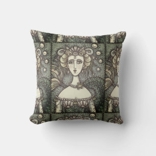 GOTH NEPTUNE'S MERMAID THROW PILLOW Vintage Style