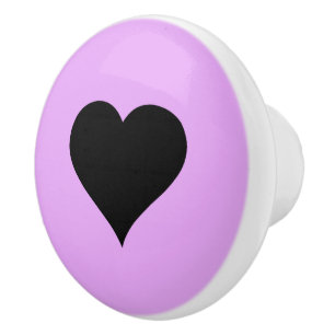 Goth Pink and Black Heart Design Ceramic Knob