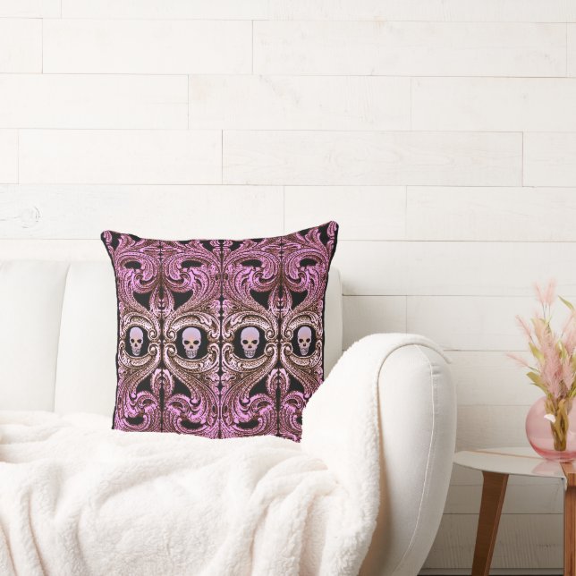 Goth Pink Ornament with Skull Cushion (Couch)