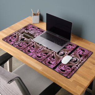 Goth Pink Ornament with Skull Personalised  Desk Mat