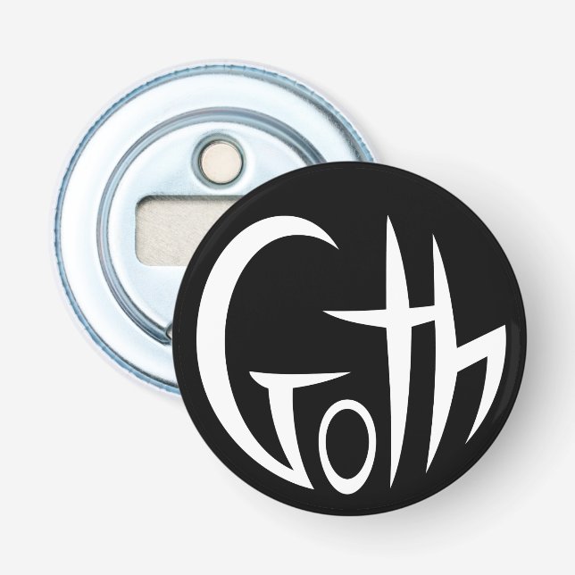 Goth (Pointed Lettering) Bottle Opener (Front)