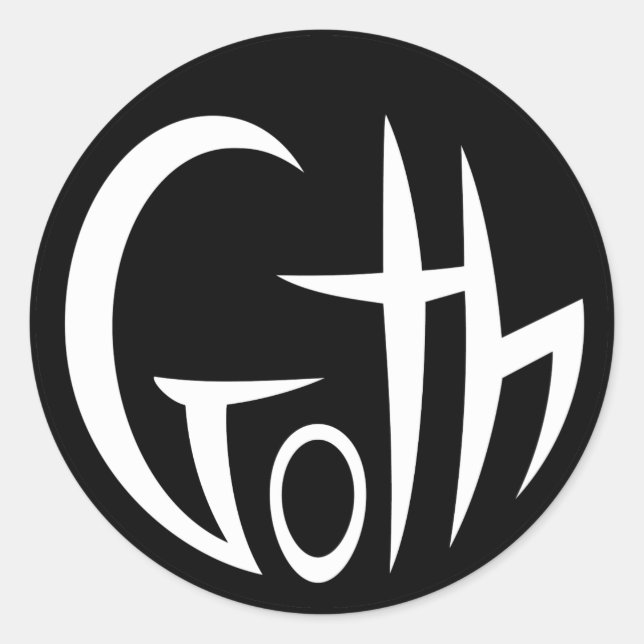 Goth (Pointed Lettering) Classic Round Sticker (Front)