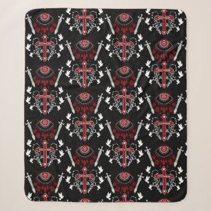 Goth Post Punk Fashion Sherpa Blanket