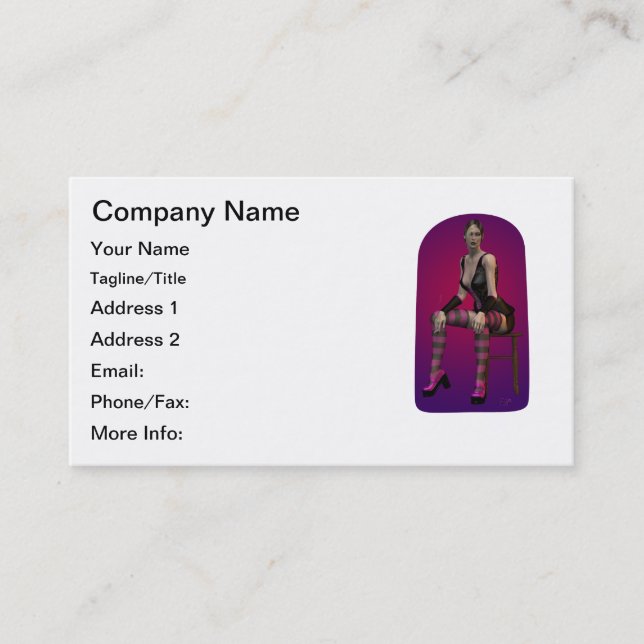 Goth Punk Fantasy Smoking Vampire Woman Pinup Business Card (Front)