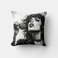 Goth Punk Girl Singer 50s Graphic Retro Comics BW