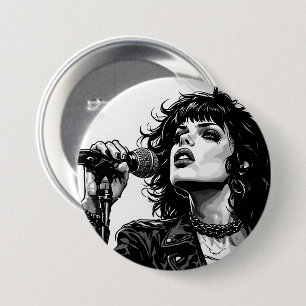 Goth Punk Girl Singer Retro Graphic Art Style 7.5 Cm Round Badge