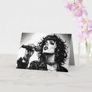 Goth Punk Girl Singer Retro Graphic Art Style Card
