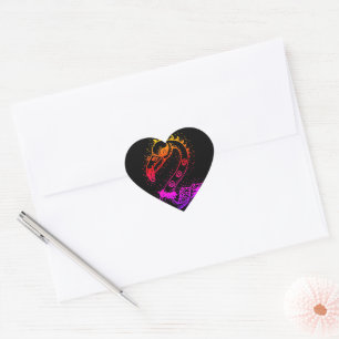 GOTH PUNK ROCKER FLAMINGO, SKULLS, SPIKED HAIR HEART STICKER