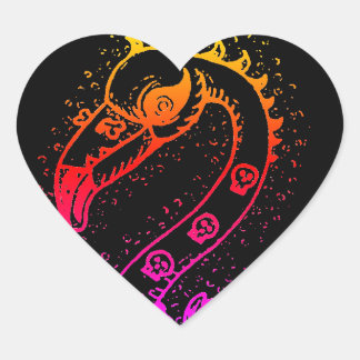 GOTH PUNK ROCKER FLAMINGO, SKULLS, SPIKED HAIR HEART STICKER
