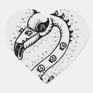 GOTH PUNK ROCKER FLAMINGO, SKULLS, SPIKED HAIR HEART STICKER