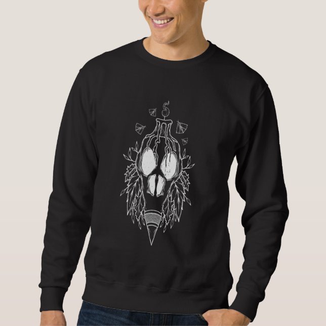 Goth Punk Skeleton Raven Head With A Candle Sweatshirt (Front)