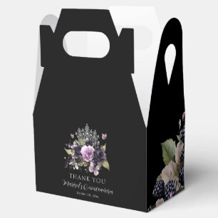 Goth Purple & Black Moody Florals Quinceañera  Favour Box