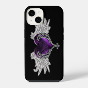 Goth Purple Heart with Angel Wings iPhone 14 Case