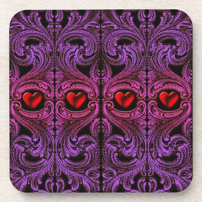 Goth Purple Ornament with Heart Coaster (Front)