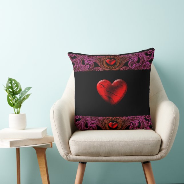 Goth Purple Ornament With Heart  Cushion (Chair)