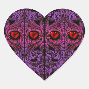 Goth Purple Ornament with Heart Heart Sticker