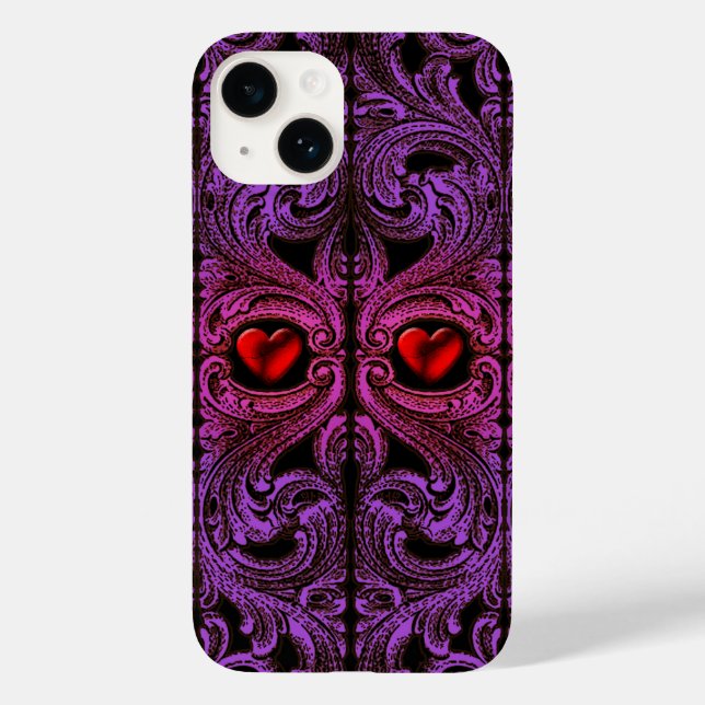 Goth Purple Ornament With Heart iPhone 7 Case (Back)