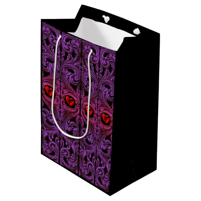 Goth Purple Ornament With Heart  Medium Gift Bag (Front Angled)