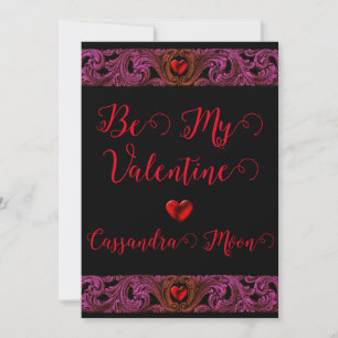 Goth Purple Ornament With Heart Personalised Holiday Card