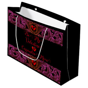 Goth Purple Ornament With Heart Personalised Large Gift Bag
