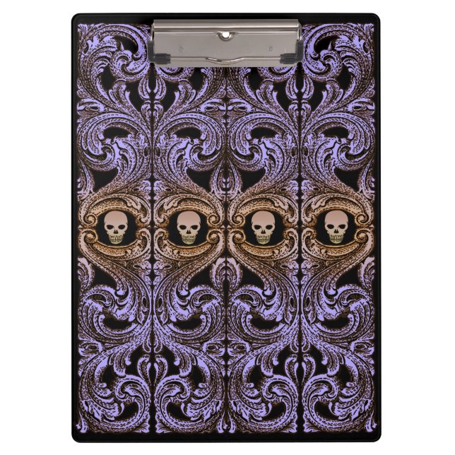 Goth Purple Ornament With Skull Clipboard (Front)