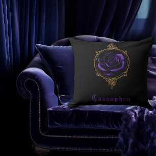Goth Purple Rose Personalised  Cushion