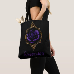 Goth Purple Rose Personalised  Tote Bag