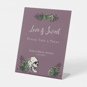 Goth Purple Skull Roses Wedding Shower Favours Sig Pedestal Sign