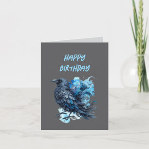 Goth Raven Birthday Card Dark Aesthetic