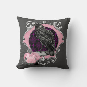Goth Raven Rose Frame Cushion