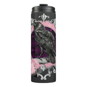 Goth Raven Rose Frame Thermal Tumbler
