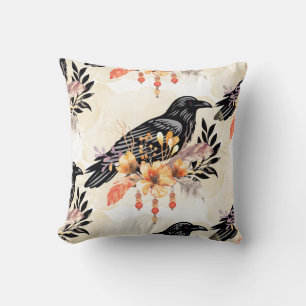 Goth Raven Throw Pillow