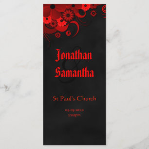 Goth Red Floral Black Chalkboard Wedding Programs Programme