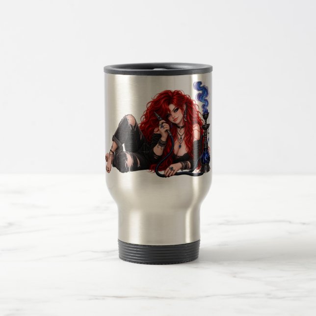 Goth Redhead Hookah Girl Travel Mug (Center)