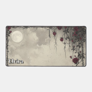 Goth Roses Brambles Thorns Full Moon. Personalised Desk Mat