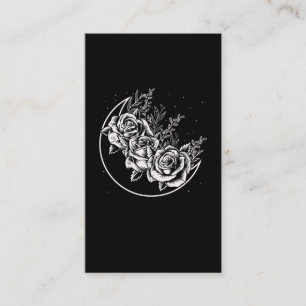 Goth Roses Moon Gothic Wicca Crescent Flowers Business Card