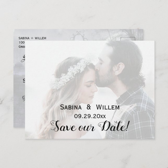 Goth Save Our Date Couple Photo Wedding Postcard (Front/Back)