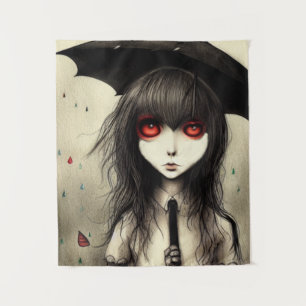 Goth School Girl  Hanging Tapestry