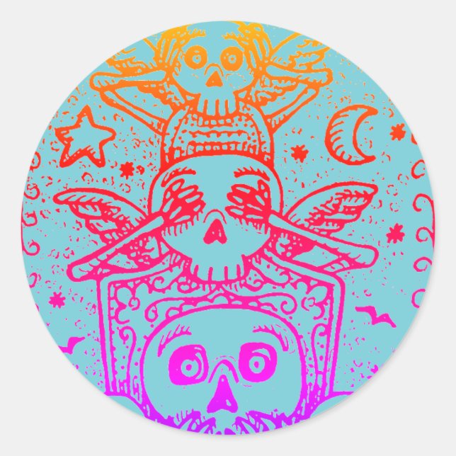 GOTH SEE NO EVIL, CEMETERY SKELETON STICKERS Fun (Front)