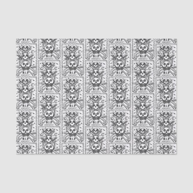 GOTH SEE NO EVIL, CEMETERY SKELETON TISSUE PAPER (Front)